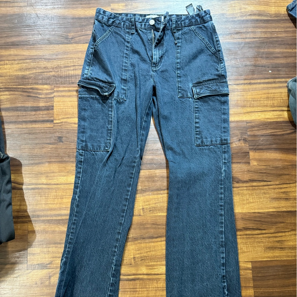 Zara dark wash cargo style jean